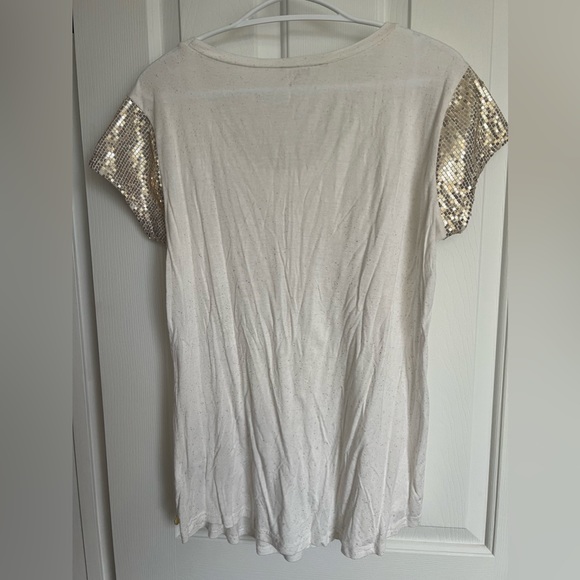 Cream and gold sequin t-shirt - Picture 2 of 7